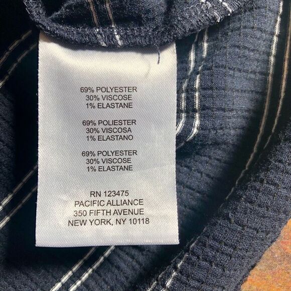 Jones New York Black White Strips Tie Bottom Capped Sleeves Medium - Picture 6 of 7